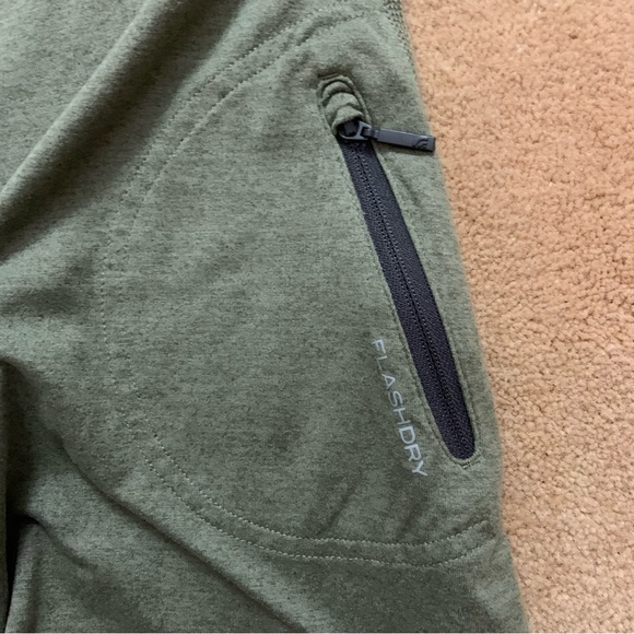 The North Face Flashdry heathered olive green athletic hiking shirt - Picture 7 of 9